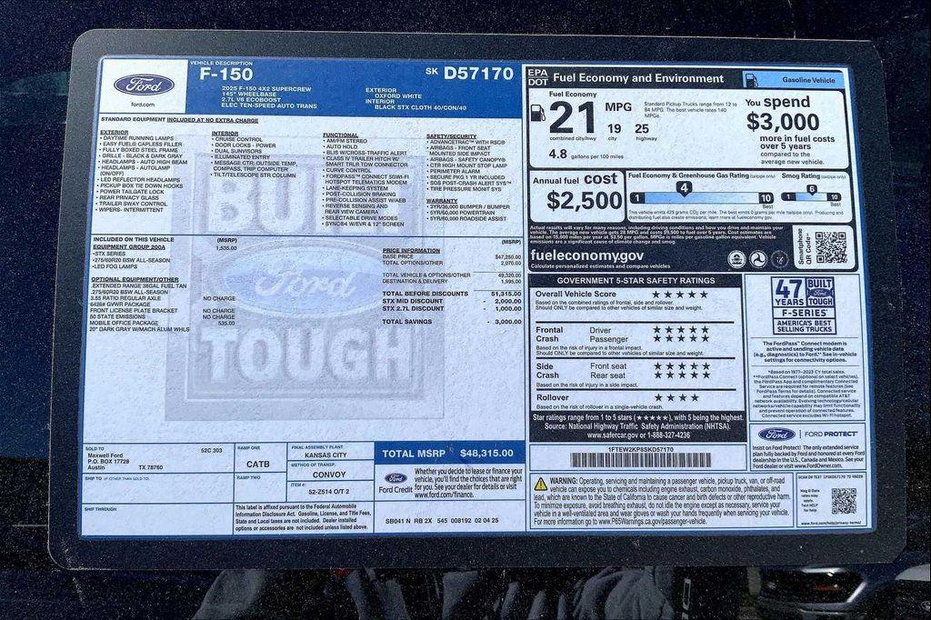 new 2025 Ford F-150 car, priced at $43,041