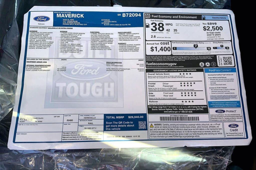 new 2025 Ford Maverick car, priced at $28,784