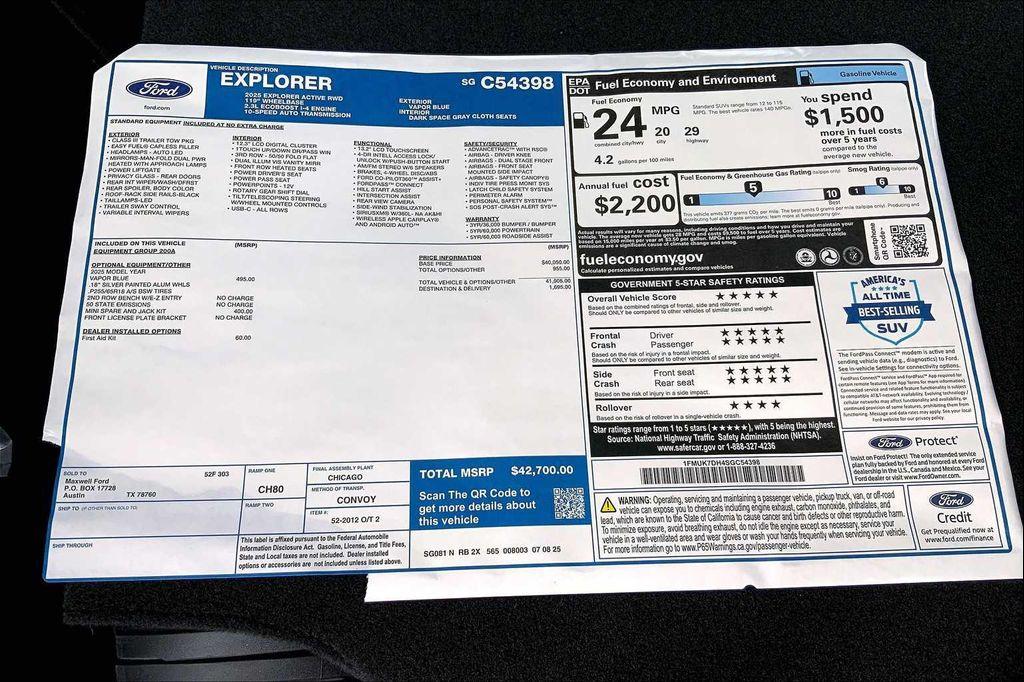 new 2025 Ford Explorer car, priced at $37,288