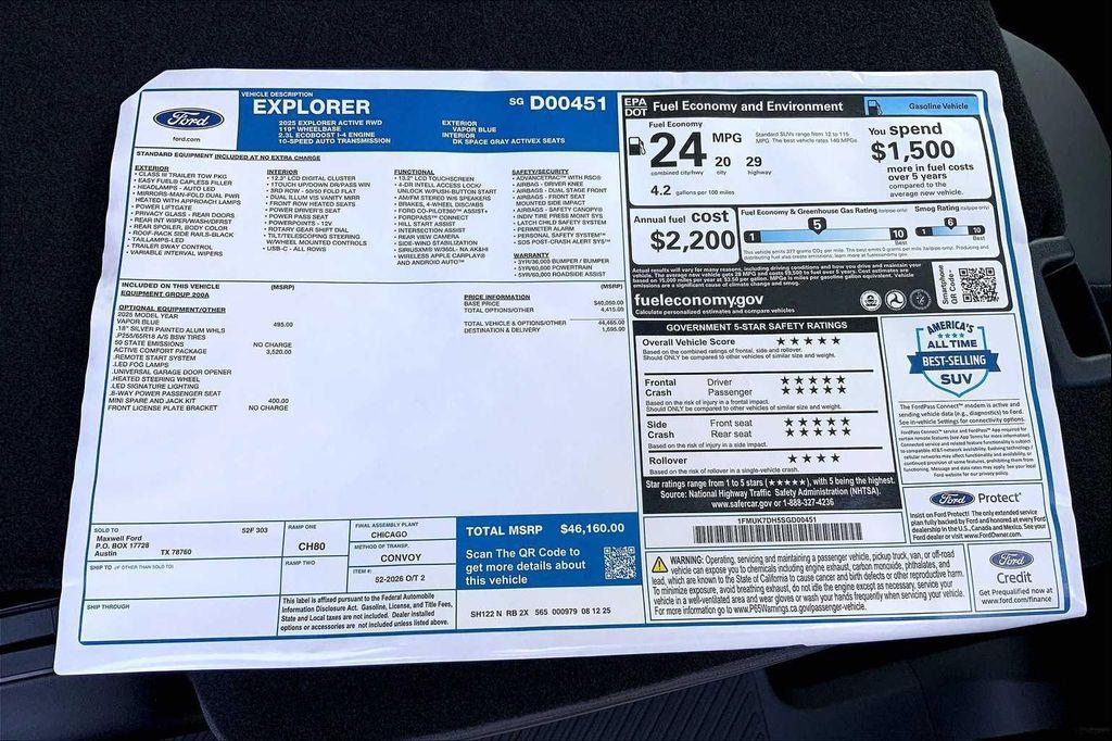 new 2025 Ford Explorer car, priced at $44,660