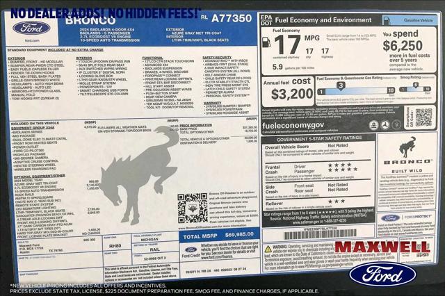 new 2024 Ford Bronco car, priced at $62,288