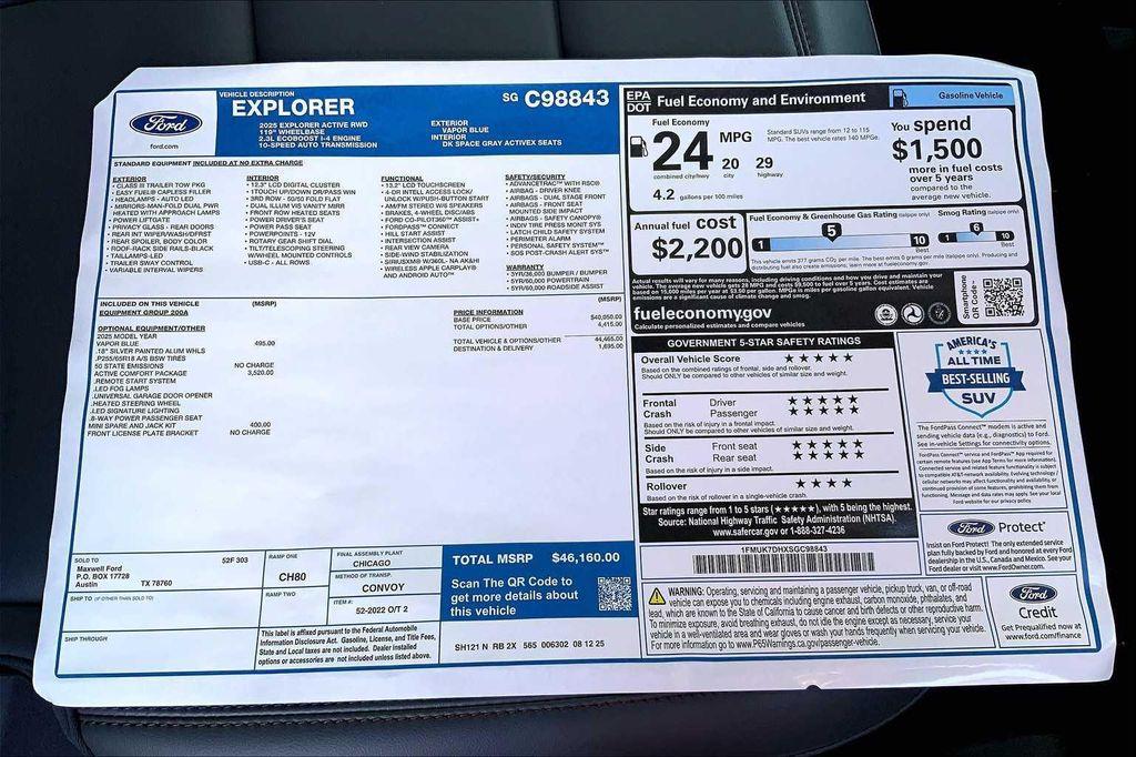 new 2025 Ford Explorer car, priced at $44,660