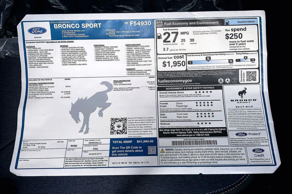 new 2025 Ford Bronco Sport car, priced at $35,845