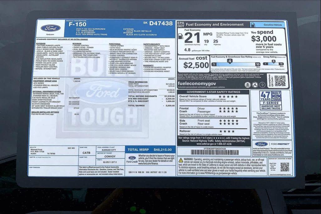 new 2025 Ford F-150 car, priced at $42,958