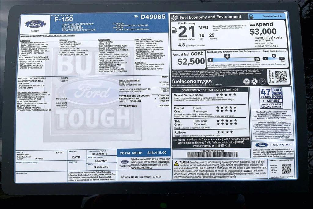 new 2025 Ford F-150 car, priced at $43,132