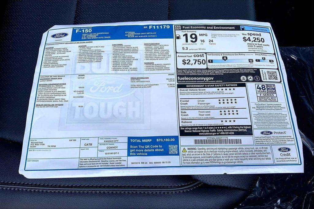 new 2025 Ford F-150 car, priced at $63,022