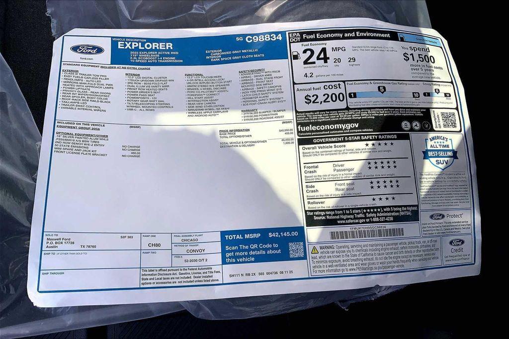 new 2025 Ford Explorer car, priced at $40,645