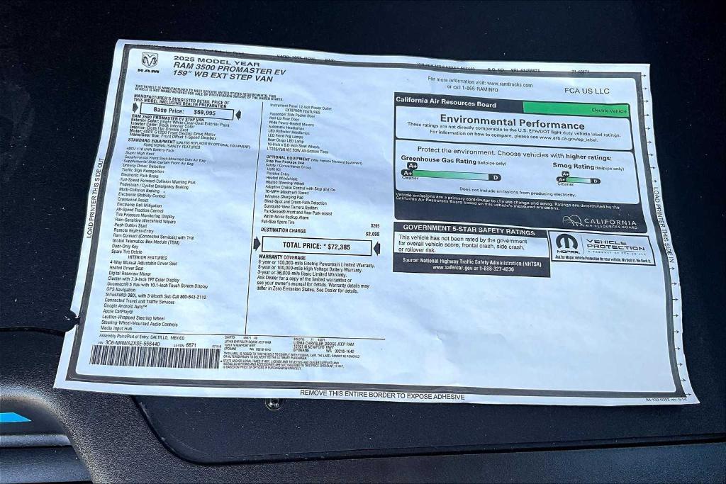 new 2025 Ram ProMaster 3500 EV car, priced at $67,900