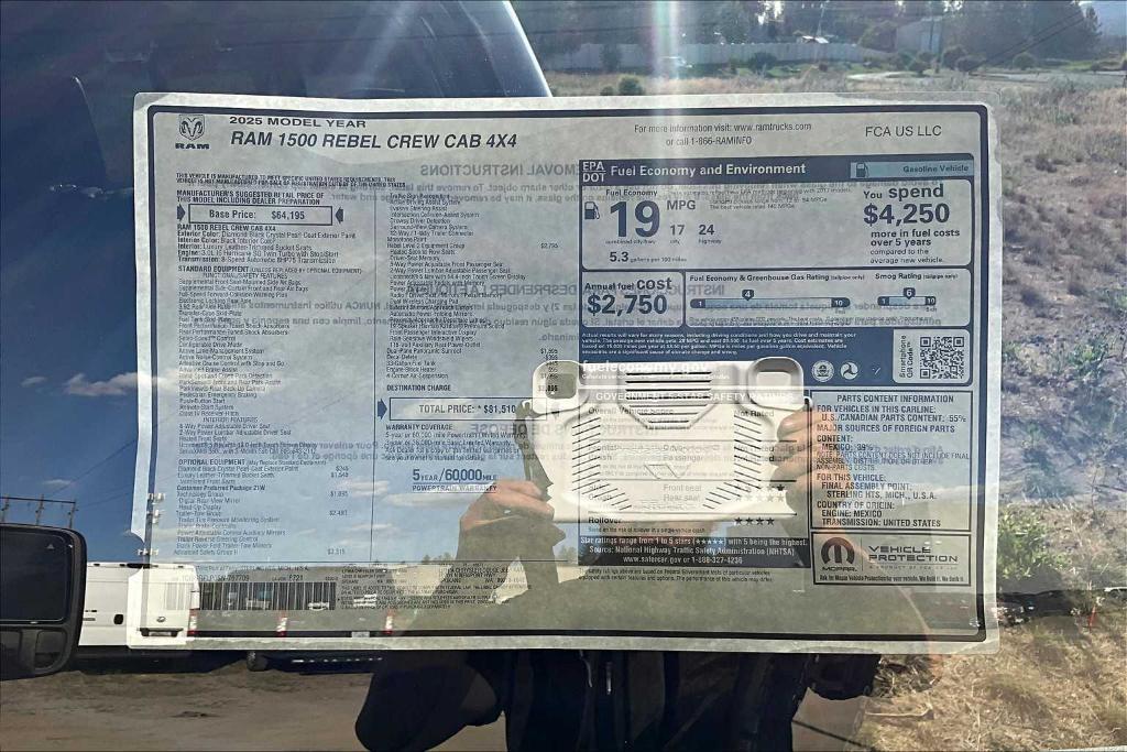 new 2025 Ram 1500 car, priced at $72,900