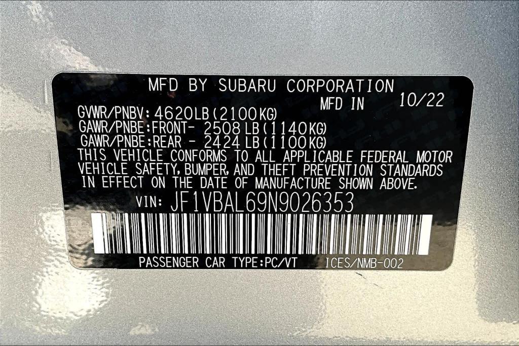 used 2022 Subaru WRX car, priced at $34,900