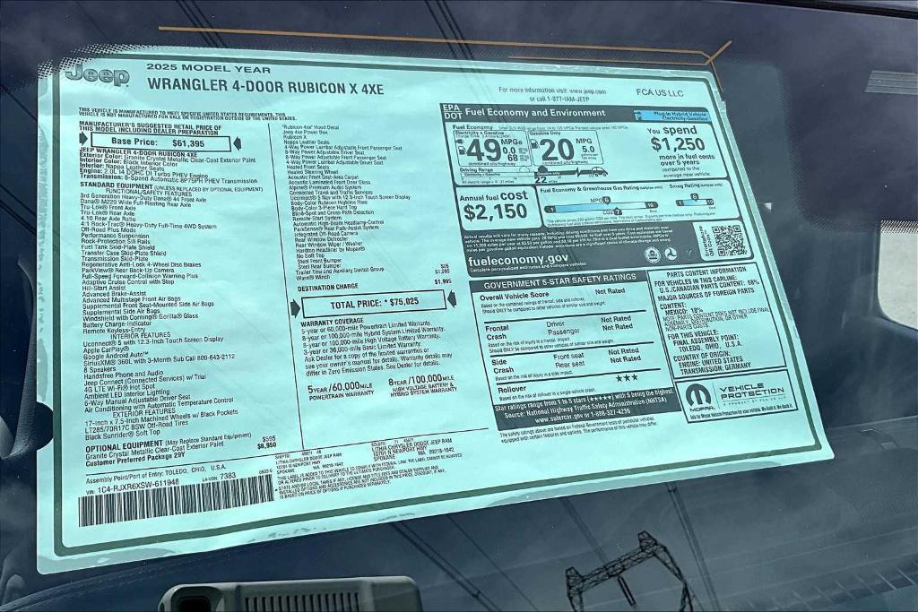 new 2025 Jeep Wrangler 4xe car, priced at $69,799