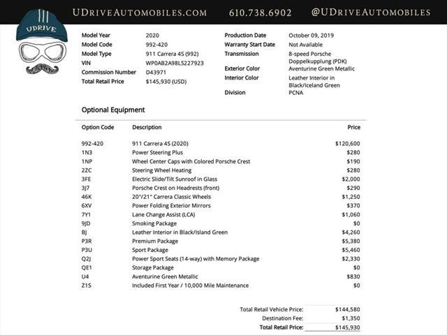 used 2020 Porsche 911 car, priced at $134,900