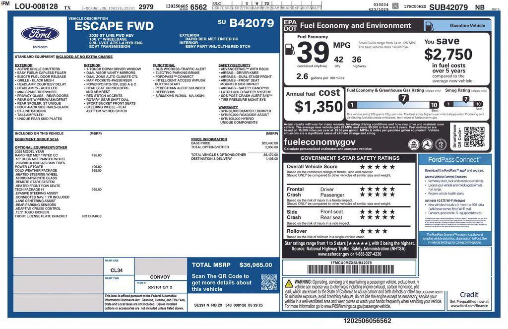 new 2025 Ford Escape car, priced at $31,965