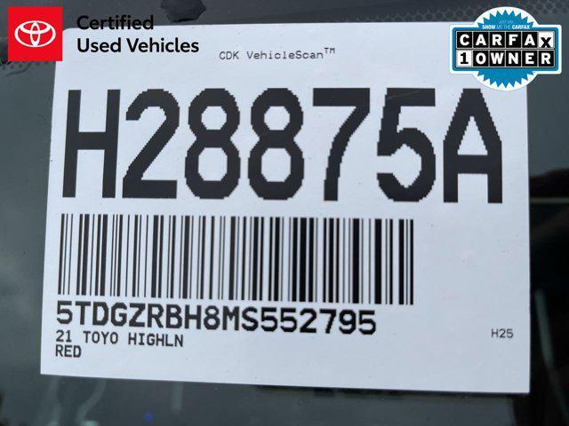 used 2021 Toyota Highlander car, priced at $27,900