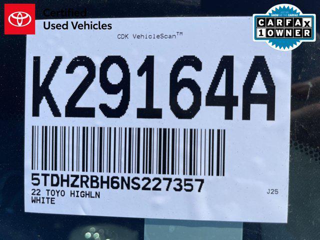 used 2022 Toyota Highlander car, priced at $32,500
