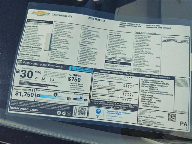 new 2025 Chevrolet Trax car, priced at $22,925