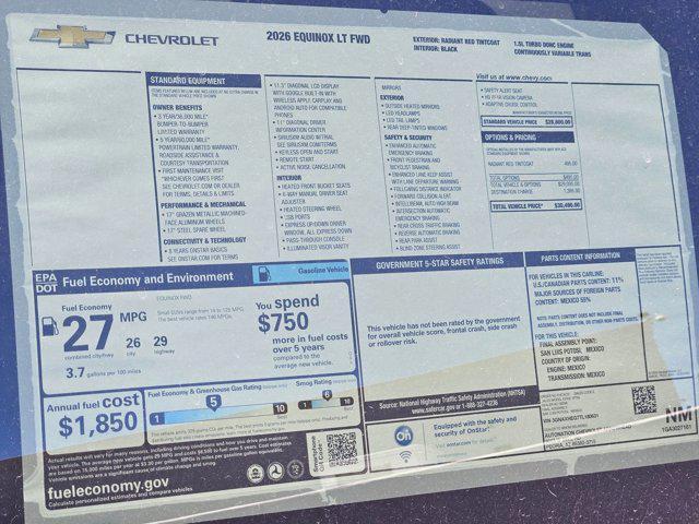 new 2026 Chevrolet Equinox car, priced at $29,712