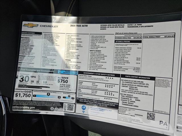 new 2025 Chevrolet Trax car, priced at $25,134