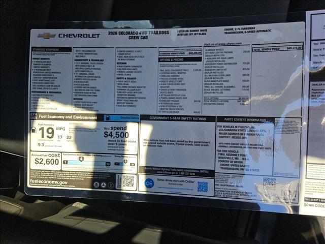 new 2026 Chevrolet Colorado car, priced at $44,475