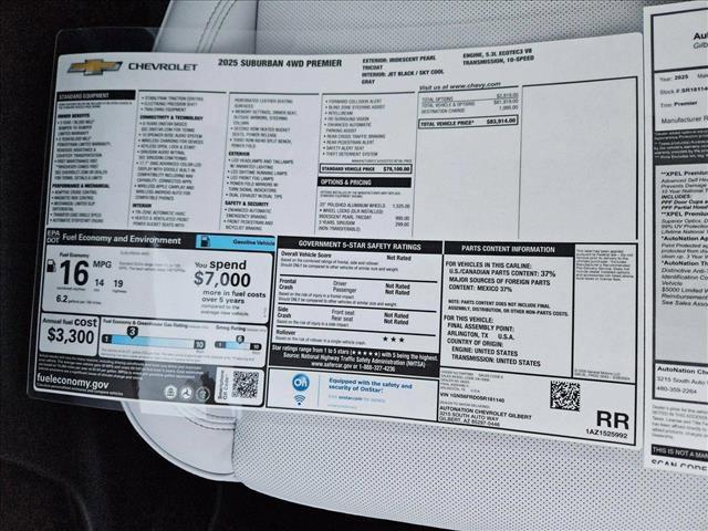 new 2025 Chevrolet Suburban car, priced at $76,414