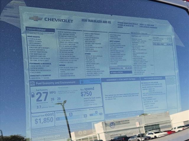 new 2026 Chevrolet TrailBlazer car, priced at $28,980