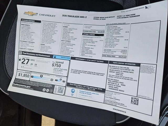 new 2026 Chevrolet TrailBlazer car, priced at $27,275