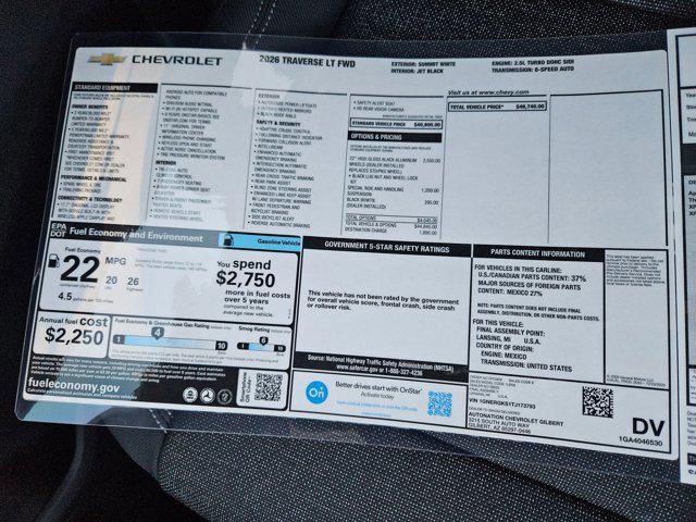 new 2026 Chevrolet Traverse car, priced at $40,240