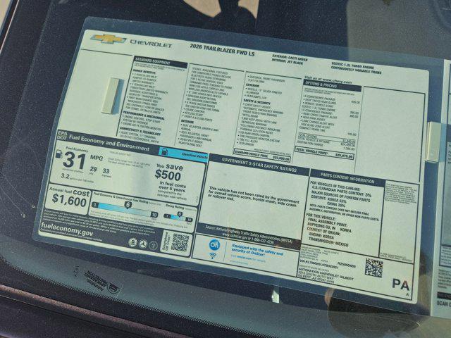 new 2026 Chevrolet TrailBlazer car, priced at $25,403