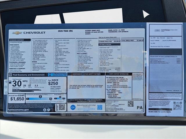 new 2026 Chevrolet Trax car, priced at $26,867