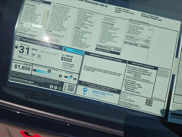 new 2026 Chevrolet TrailBlazer car, priced at $26,585