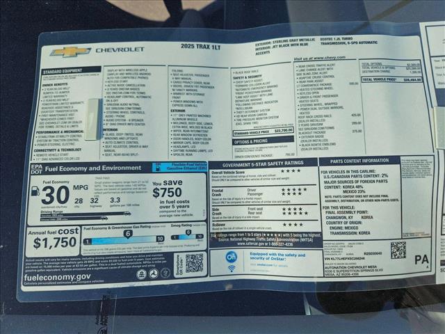 new 2025 Chevrolet Trax car, priced at $25,954