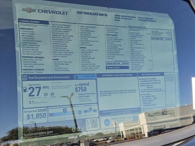 new 2026 Chevrolet TrailBlazer car, priced at $28,980