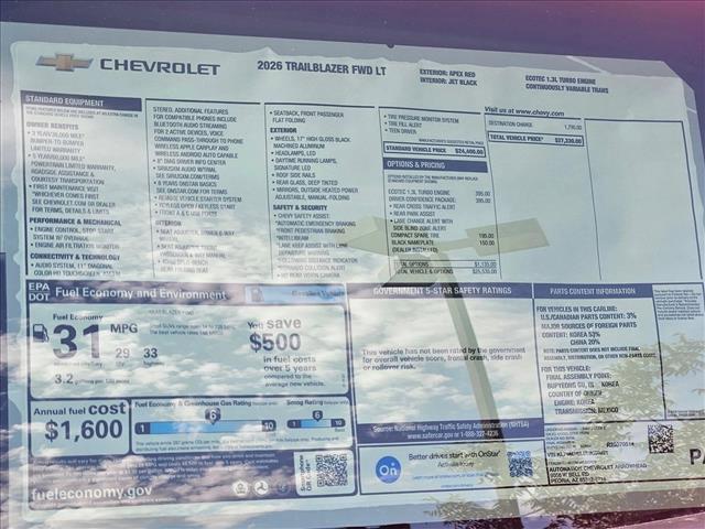 new 2026 Chevrolet TrailBlazer car, priced at $26,860