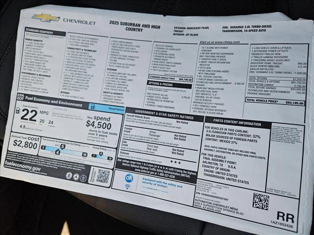 new 2025 Chevrolet Suburban car, priced at $88,054