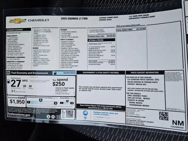 new 2025 Chevrolet Equinox car, priced at $27,475