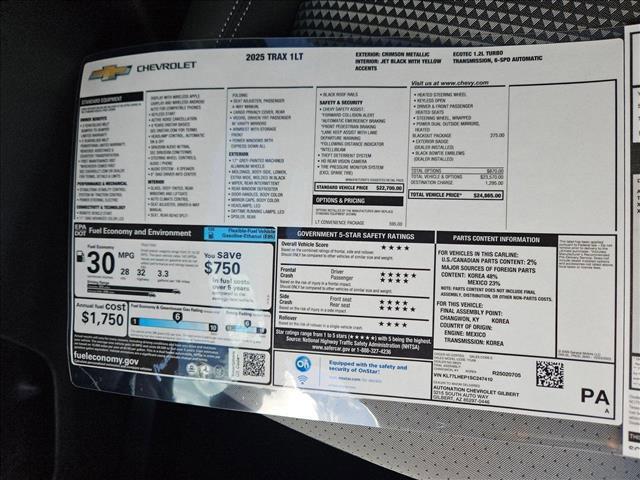 new 2025 Chevrolet Trax car, priced at $24,441