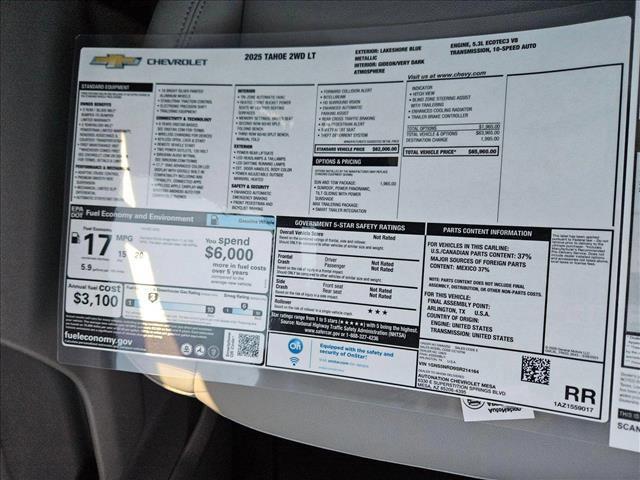 new 2025 Chevrolet Tahoe car, priced at $62,540