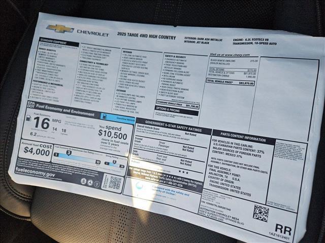 new 2025 Chevrolet Tahoe car, priced at $79,533