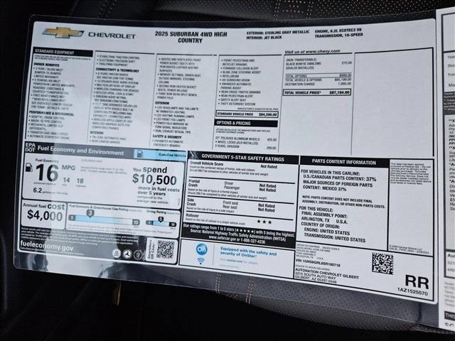 new 2025 Chevrolet Suburban car, priced at $82,557