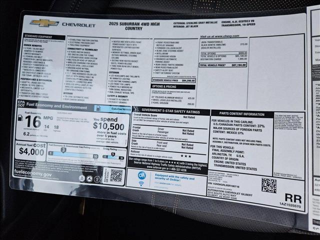 new 2025 Chevrolet Suburban car, priced at $79,694