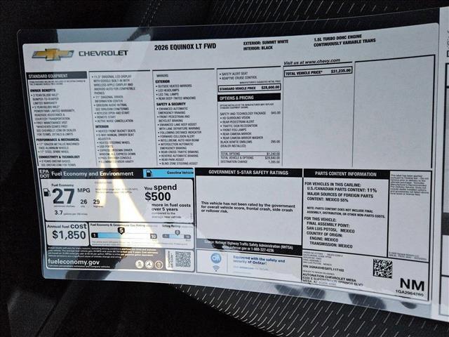 new 2026 Chevrolet Equinox car, priced at $28,735