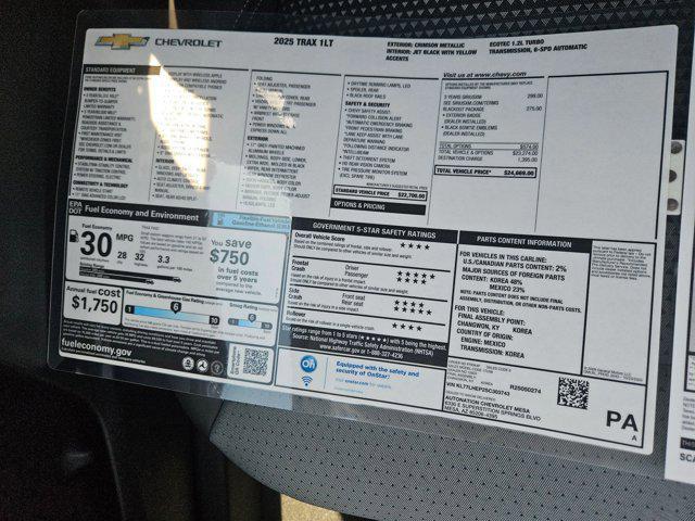 new 2025 Chevrolet Trax car, priced at $21,569