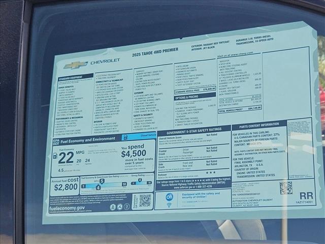 new 2025 Chevrolet Tahoe car, priced at $75,149