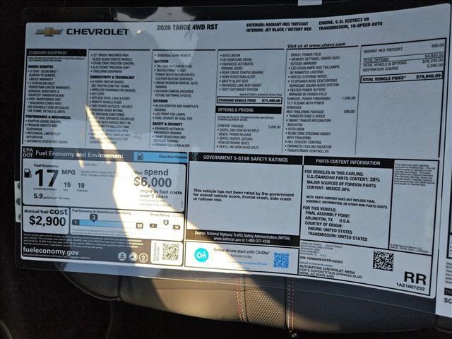 new 2026 Chevrolet Tahoe car, priced at $74,548