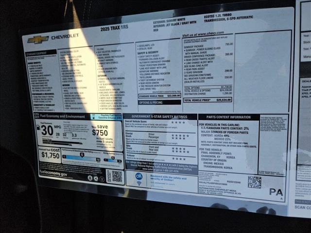 new 2025 Chevrolet Trax car, priced at $24,567