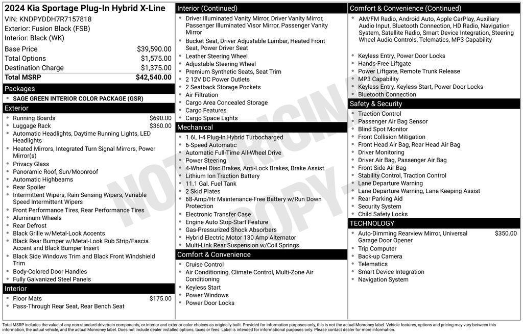 new 2024 Kia Sportage car, priced at $41,040