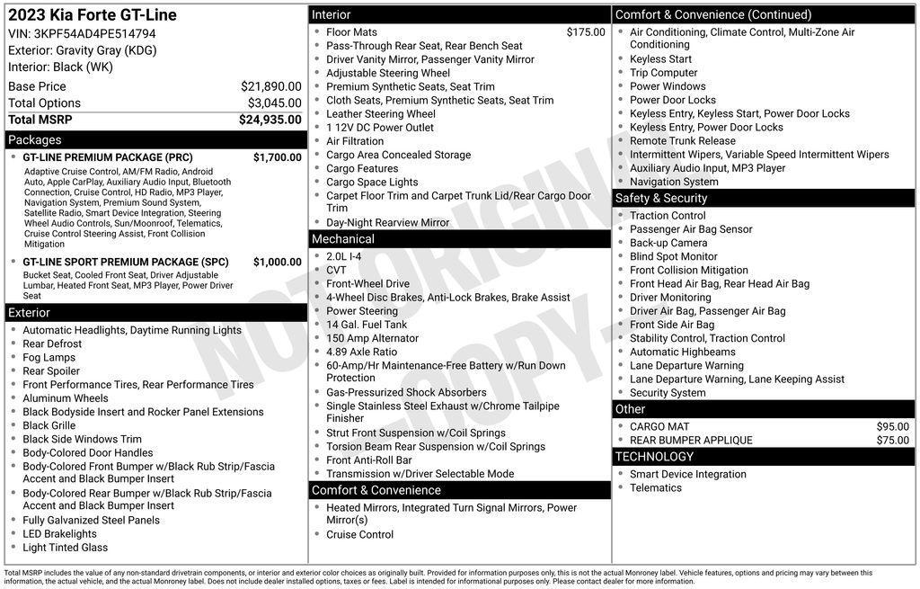 used 2023 Kia Forte car, priced at $22,850
