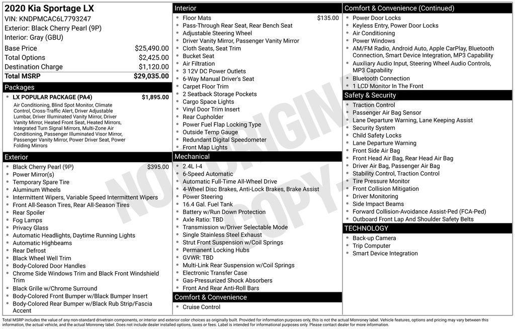 used 2020 Kia Sportage car