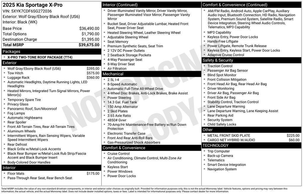 new 2025 Kia Sportage car, priced at $37,955