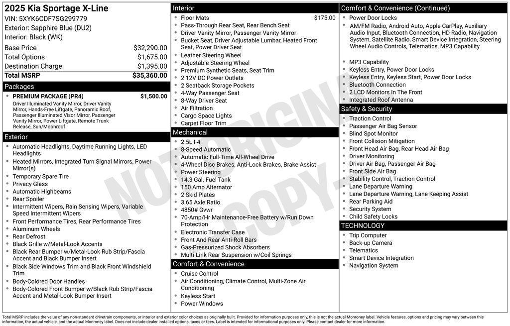 new 2025 Kia Sportage car, priced at $33,860